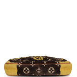 Vintage Louis Vuitton Trompe L'Oeil Pochette Brown and Yellow Velvet Brass Hardware