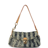 Vintage Louis Vuitton Mini Striped Pleaty Raye Blue Washed Monogram Denim Gold Hardware