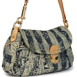 Vintage Louis Vuitton Mini Striped Pleaty Raye Blue Washed Monogram Denim Gold Hardware