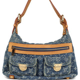 Pre-owned Louis Vuitton Baggy PM Blue Denim Monogram Gold Hardware