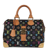 Vintage Louis Vuitton X Murakami Speedy 30 Black Multicolor Monogram Gold Hardware