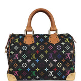 Vintage Louis Vuitton X Murakami Speedy 30 Black Multicolor Monogram Gold Hardware