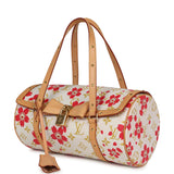 Vintage Louis Vuitton X Takashi Murakami Cream and Red Cherry Blossom Papillon Gold Hardware
