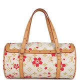 Vintage Louis Vuitton X Takashi Murakami Cream and Red Cherry Blossom Papillon Gold Hardware