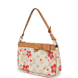 Vintage Louis Vuitton x Takashi Murakami Red and Creme Monogram Cherry Blossom Pochette Gold Hardware