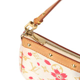 Vintage Louis Vuitton x Takashi Murakami Red and Creme Monogram Cherry Blossom Pochette Gold Hardware