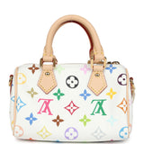 Louis Vuitton X Murakami Nano Speedy Bag White Multicolor Monogram Gold Hardware