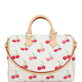 Louis Vuitton X Takashi Murakami Soft Speedy Bandouliere 30 Cherry White Monogram Gold Hardware
