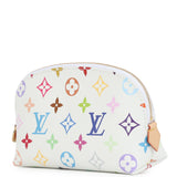 Louis Vuitton X Takashi Murakami Cosmetic Pouch PM White Multicolored Monogram Gold Hardware