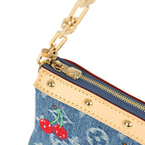 Louis Vuitton X Takashi Murakami Cherry Pochette Accessories Denim Monogram Gold Hardware