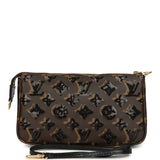 Louis Vuitton Pochette Accessories Black and Brown Monogram Sequin Gold Hardware