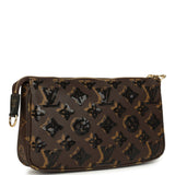 Louis Vuitton Pochette Accessories Black and Brown Monogram Sequin Gold Hardware