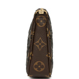 Louis Vuitton Pochette Accessories Black and Brown Monogram Sequin Gold Hardware