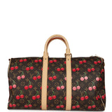 Louis Vuitton X Murakami Keepall Bandouliere 45 Red and Brown Cherry Monogram Gold Hardware