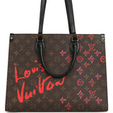 Louis Vuitton On The Go Fall In Love MM Tote Black, Red, Brown Monogram Gold Hardware