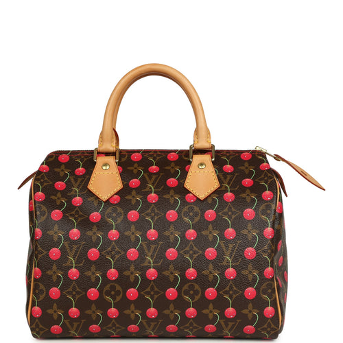 Vintage Louis Vuitton x Takashi Murkami Cheries Speedy 25 Brown and Red Monogram Cherry Gold Hardware