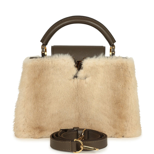 Louis Vuitton Capucines BB Olive Green Taurillon Leather and Beige Mink Gold Hardware