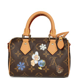 Louis Vuitton "Vivienne" Nano Speedy Bag Brown Monogram Snowy Pearl Gold Hardware