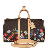 Louis Vuitton X Takashi Murakami "Garden" Keepall Bandouliere 45 Brown Multicolor Monogram Flowers Gold Hardware