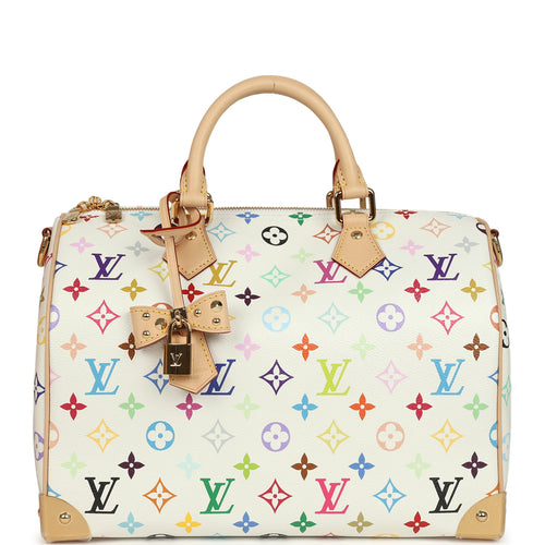 Louis Vuitton X Takashi Murakami Soft Speedy 30 White Multicolored Monogram Gold Hardware