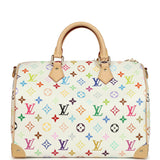 Louis Vuitton X Takashi Murakami Soft Speedy 30 White Multicolored Monogram Gold Hardware