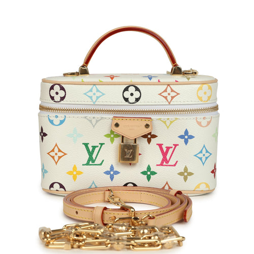 Louis Vuitton X Takashi Murakami Vanity Chain Pouch White Multicolor Monogram Gold Hardware