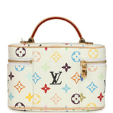 Louis Vuitton X Takashi Murakami Vanity Chain Pouch White Multicolor Monogram Gold Hardware