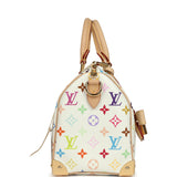 Louis Vuitton X Takashi Murakami Speedy 25 Bandouliere White Multicolored Monogram Gold Hardware