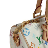 Louis Vuitton X Takashi Murakami Speedy 25 Bandouliere White Multicolored Monogram Gold Hardware