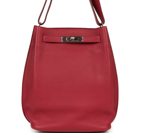 Pre-owned Hermes So Kelly 22 Rubis Togo Palladium Hardware