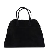 The Row Soft Margaux 17 Bag Black Suede Gold Hardware