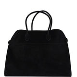 The Row Soft Margaux 17 Bag Black Suede Gold Hardware