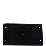 The Row Soft Margaux 17 Bag Black Suede Gold Hardware