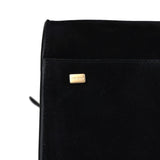 The Row Soft Margaux 17 Bag Black Suede Gold Hardware
