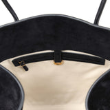 The Row Soft Margaux 17 Bag Black Suede Gold Hardware
