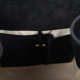 The Row Soft Margaux 17 Bag Black Suede Gold Hardware