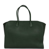 The Row Marlo 17 Tote Bag Moss Saddle Leather Silver Hardware