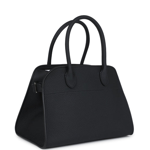The Row Soft Margaux 10 Bag Black Calfskin Silver Hardware
