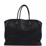 The Row Marlo 17 Tote Bag Black Saddle Leather Silver Hardware