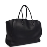 The Row Marlo 17 Tote Bag Black Saddle Leather Silver Hardware