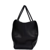 The Row Marlo 17 Tote Bag Black Saddle Leather Silver Hardware