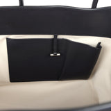 The Row Marlo 17 Tote Bag Black Saddle Leather Silver Hardware