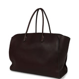 The Row Marlo 17 Tote Bag Chestnut Saddle Leather Silver Hardware