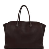 The Row Marlo 17 Tote Bag Chestnut Saddle Leather Silver Hardware