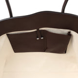 The Row Marlo 17 Tote Bag Chestnut Saddle Leather Silver Hardware