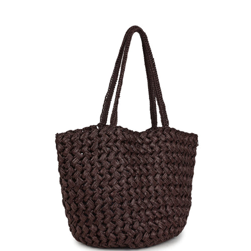 The Row Estelle Tote Bag Espresso Raffia