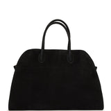 The Row Soft Margaux 15 Bag Black Suede Gold Hardware