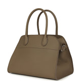 The Row Soft Margaux 10 Bag Smoked Taupe Calfskin Silver Hardware