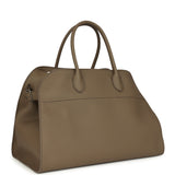 The Row Soft Margaux 15 Bag Smoked Taupe Calfskin Silver Hardware