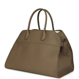 The Row Soft Margaux 15 Bag Smoked Taupe Calfskin Silver Hardware